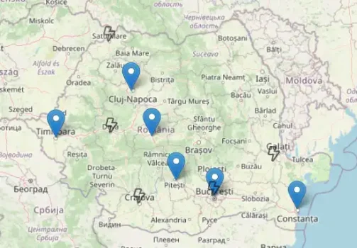 Harta statii incarcare Tesla Romania